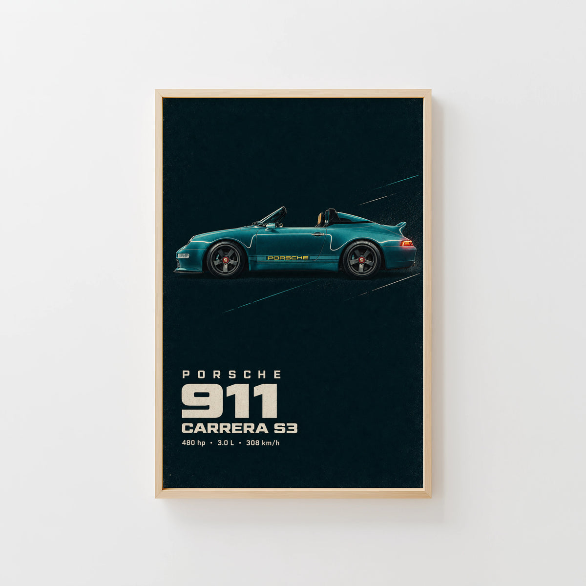 Vintage Porsche 911 Print, Car Wall Art