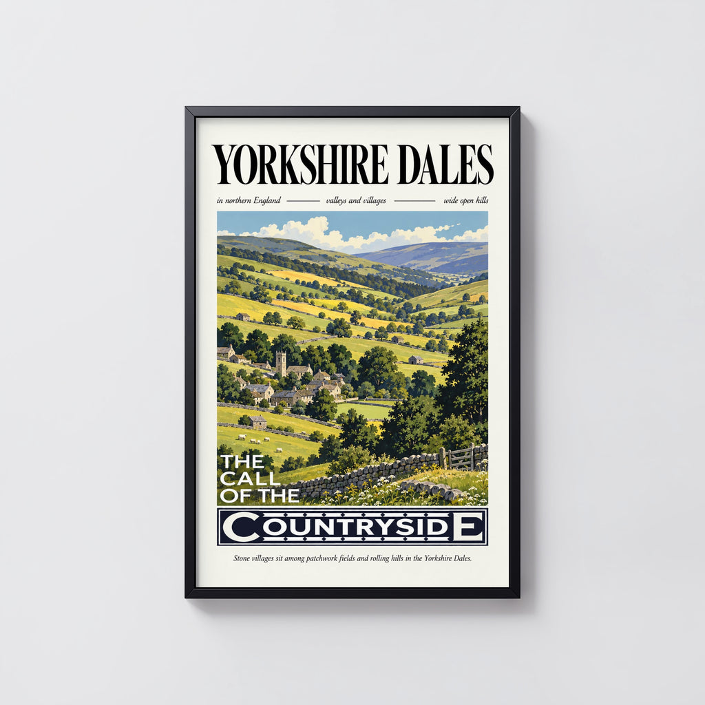 Vintage Yorkshire Dales Poster, Countryside Wall Art