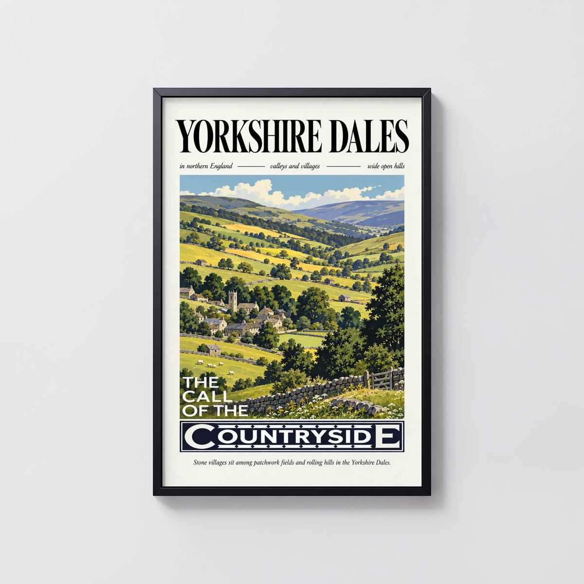 Vintage Yorkshire Dales Poster, Countryside Wall Art