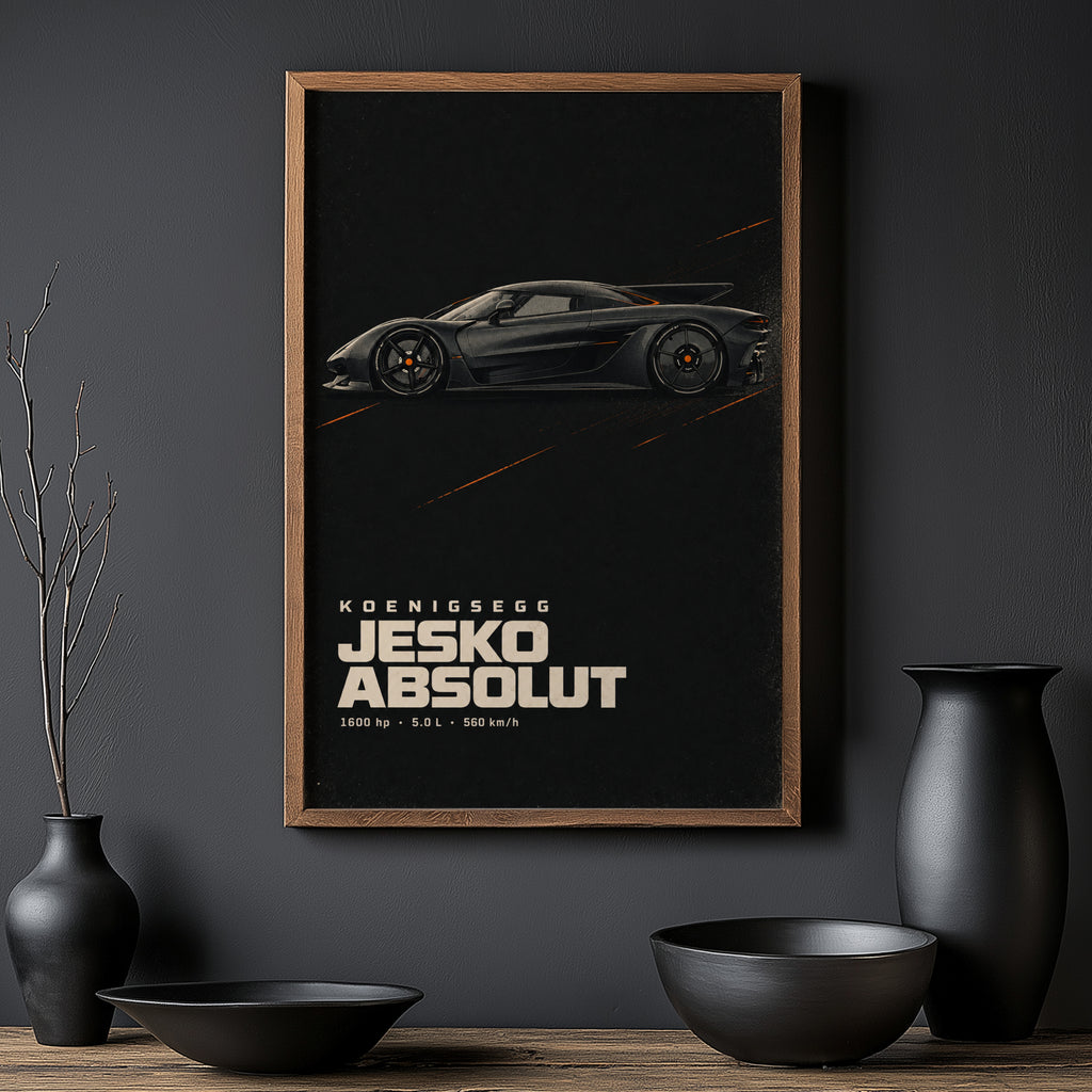 Vintage Koenigsegg Jesko Absolut Print, Car Wall Art