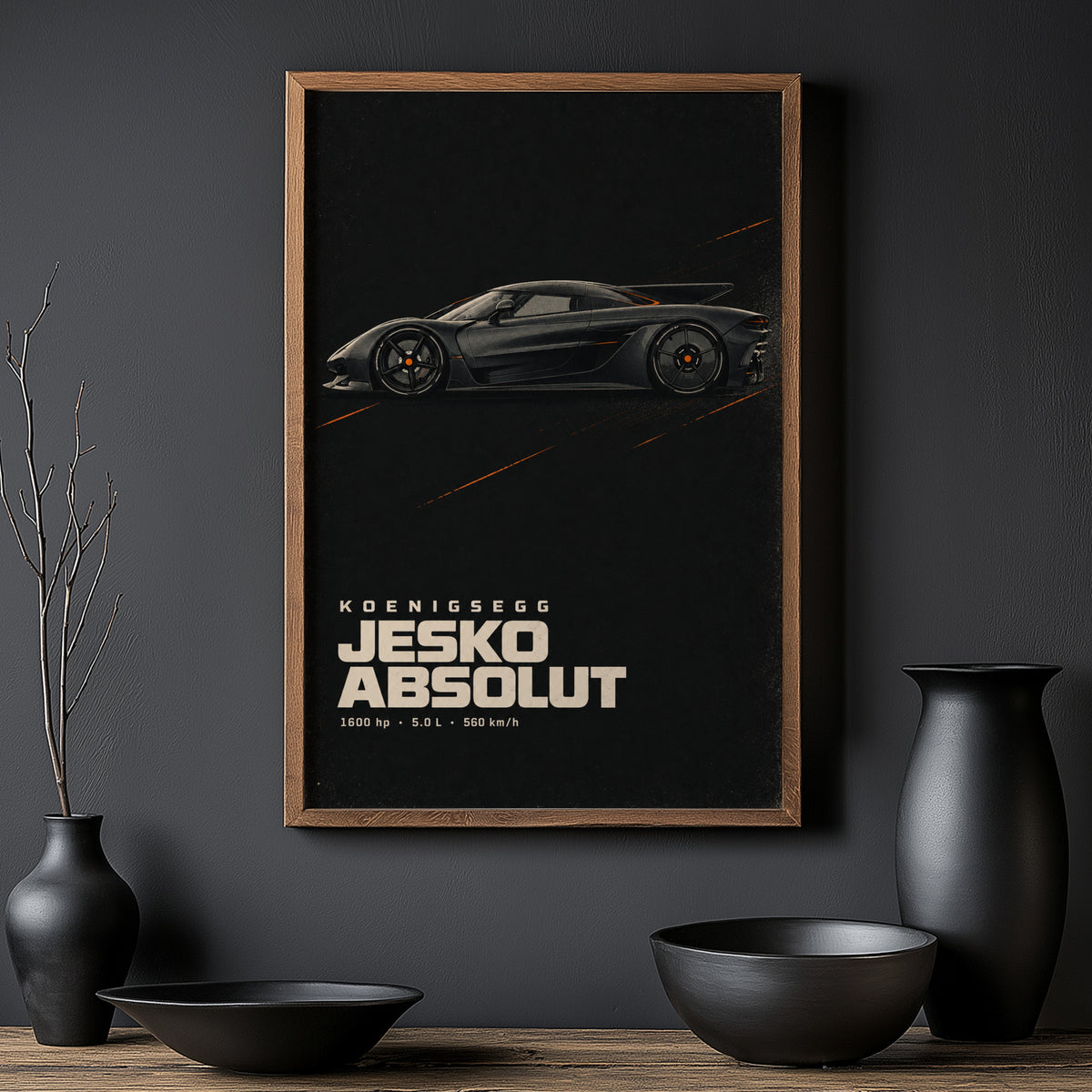 Vintage Koenigsegg Jesko Absolut Print, Car Wall Art