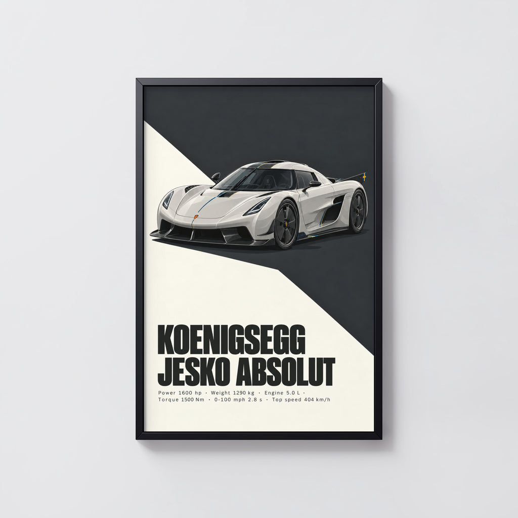 Vintage Koenigsegg Jesko Absolut Print, Car Art