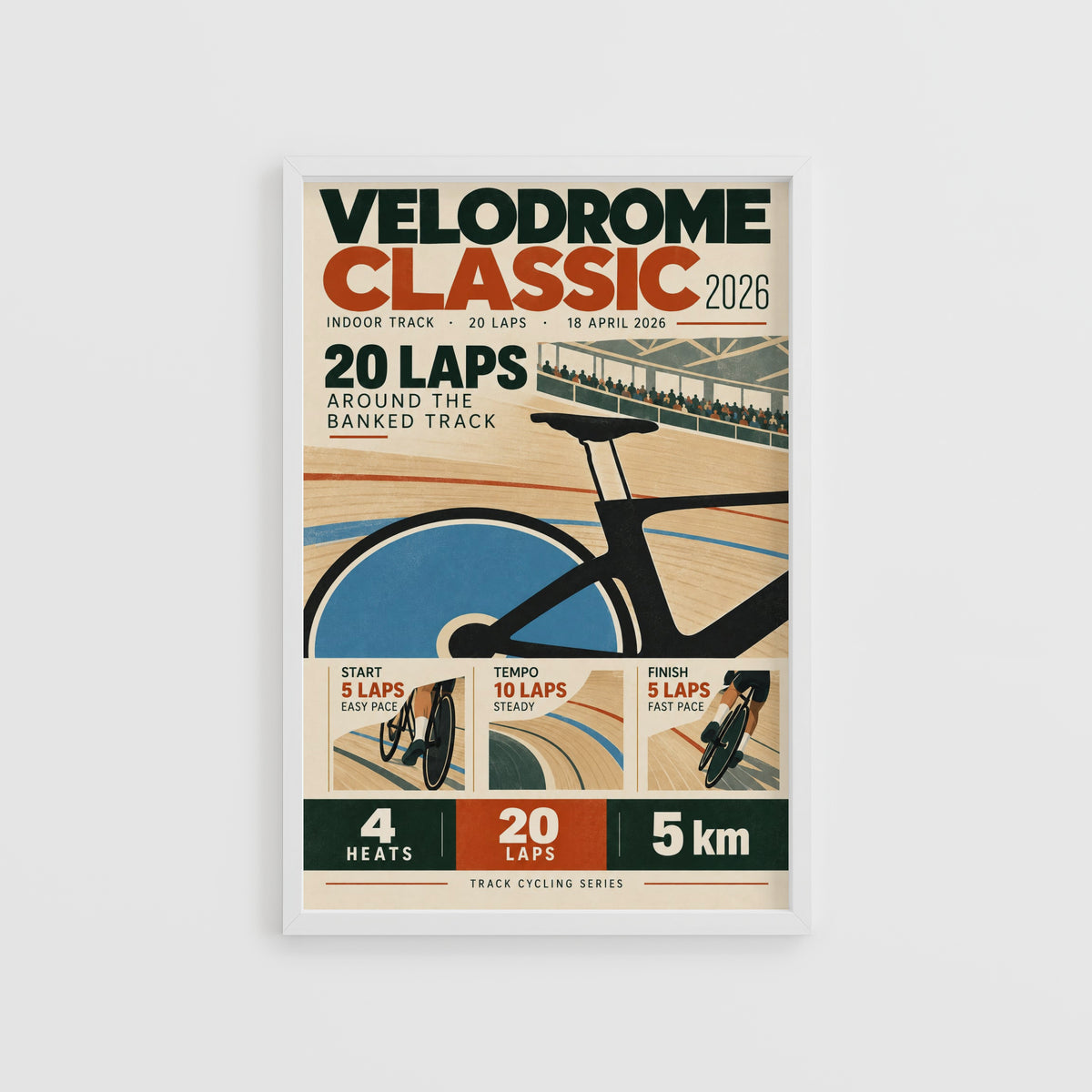 Vintage Velodrome Cycling Poster, Track Racing Wall Art