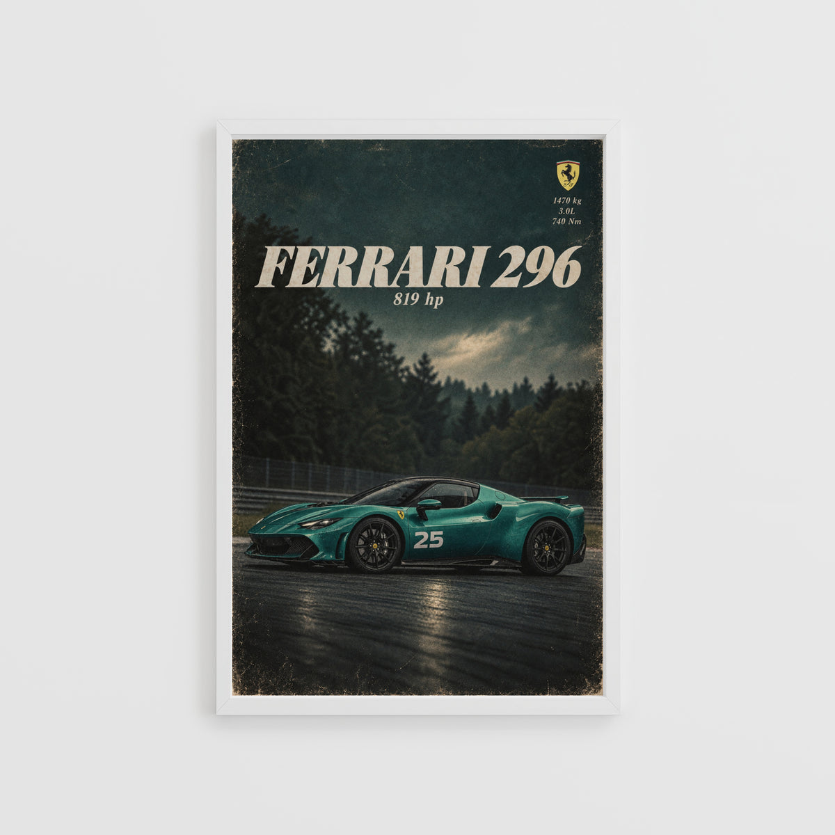 Vintage Ferrari 296 Print, Car Wall Art, Supercar