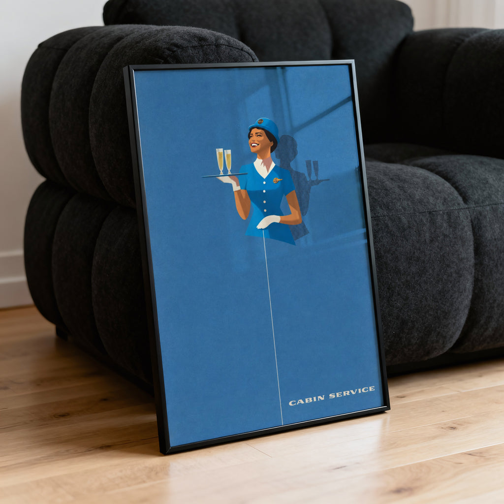 Vintage Air Hostess Poster, Retro Wall Art, Cabin Print