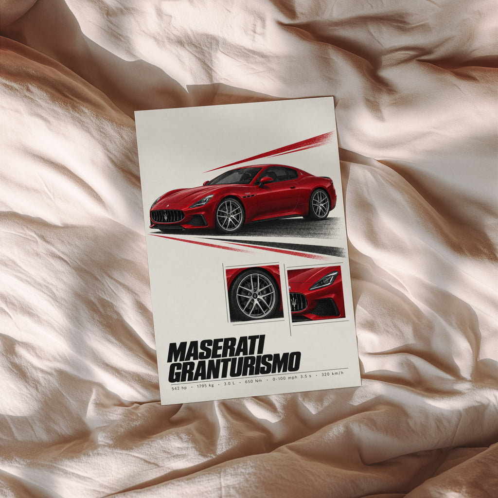 Vintage Maserati GranTurismo Print, Car Wall Art