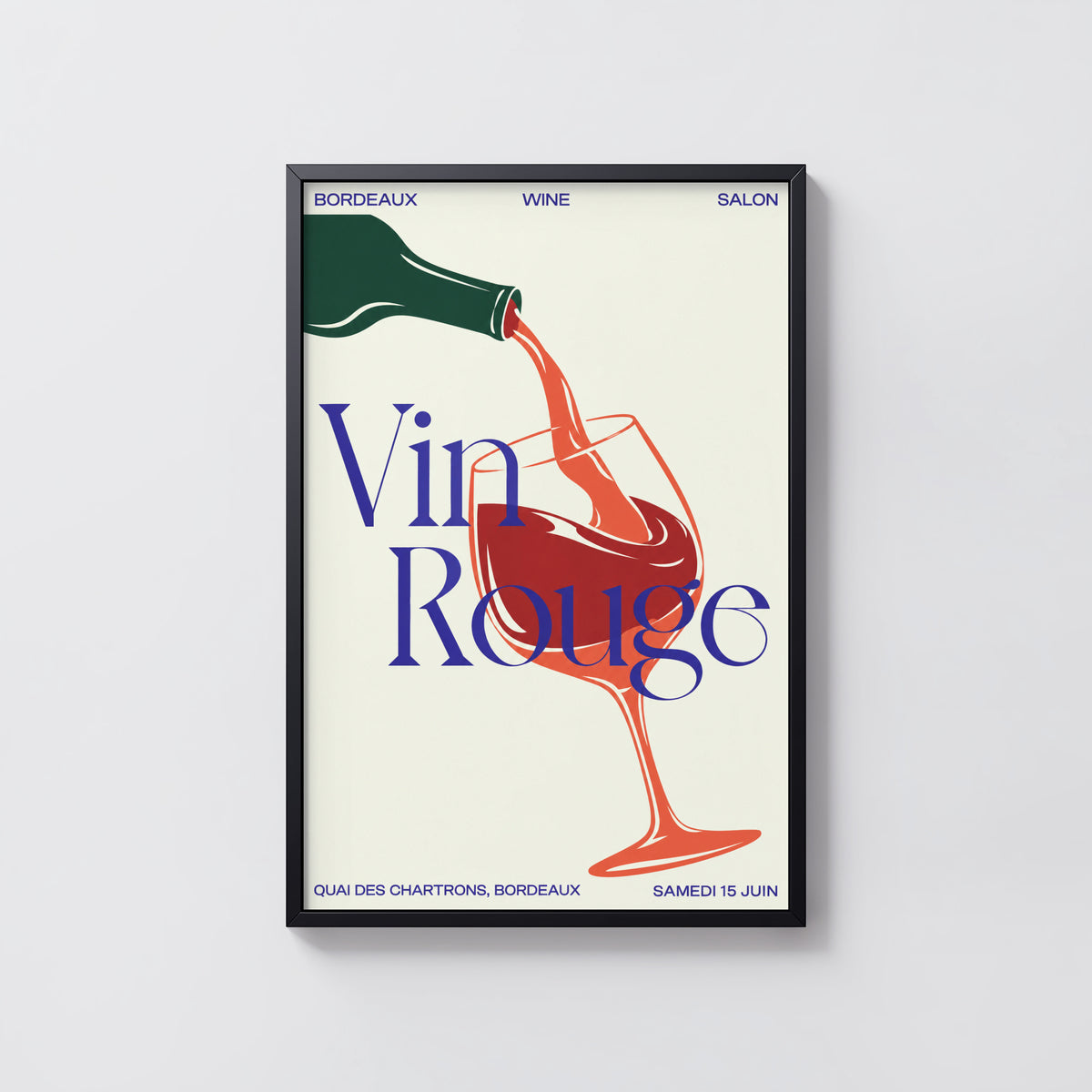 Vintage Red Wine Print Poster, Bordeaux Wall Art