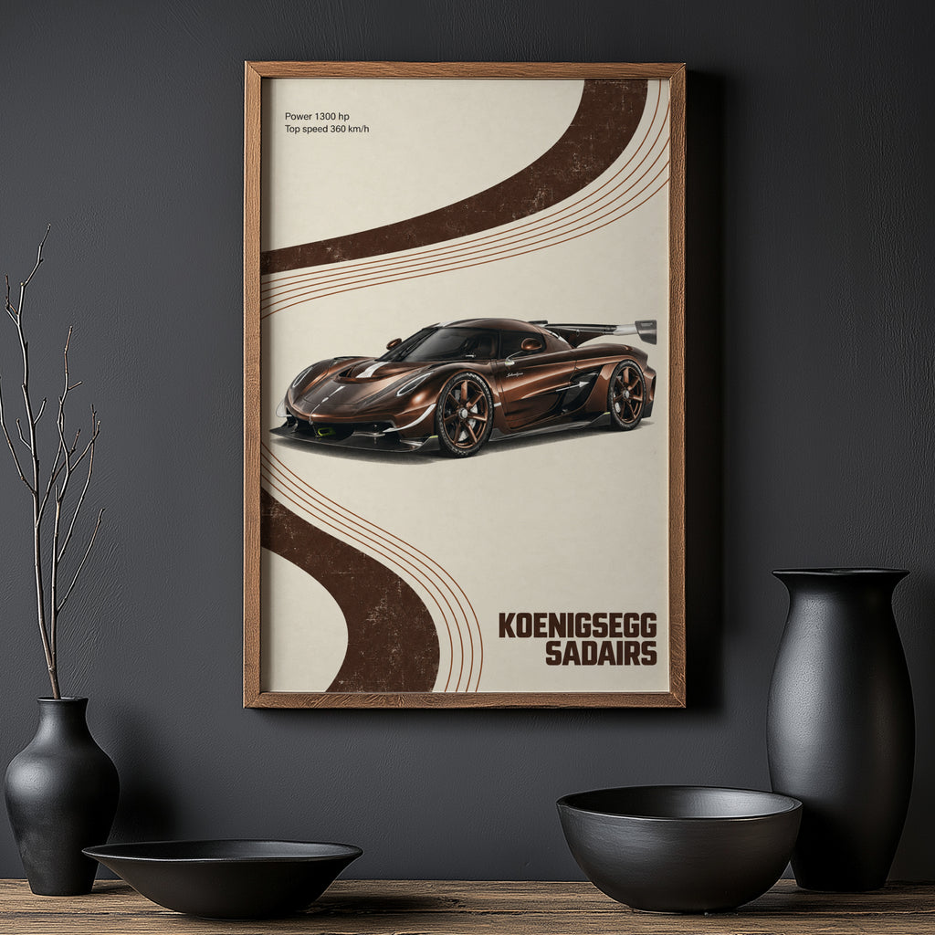 Vintage Koenigsegg Supercar Print, Car Wall Art