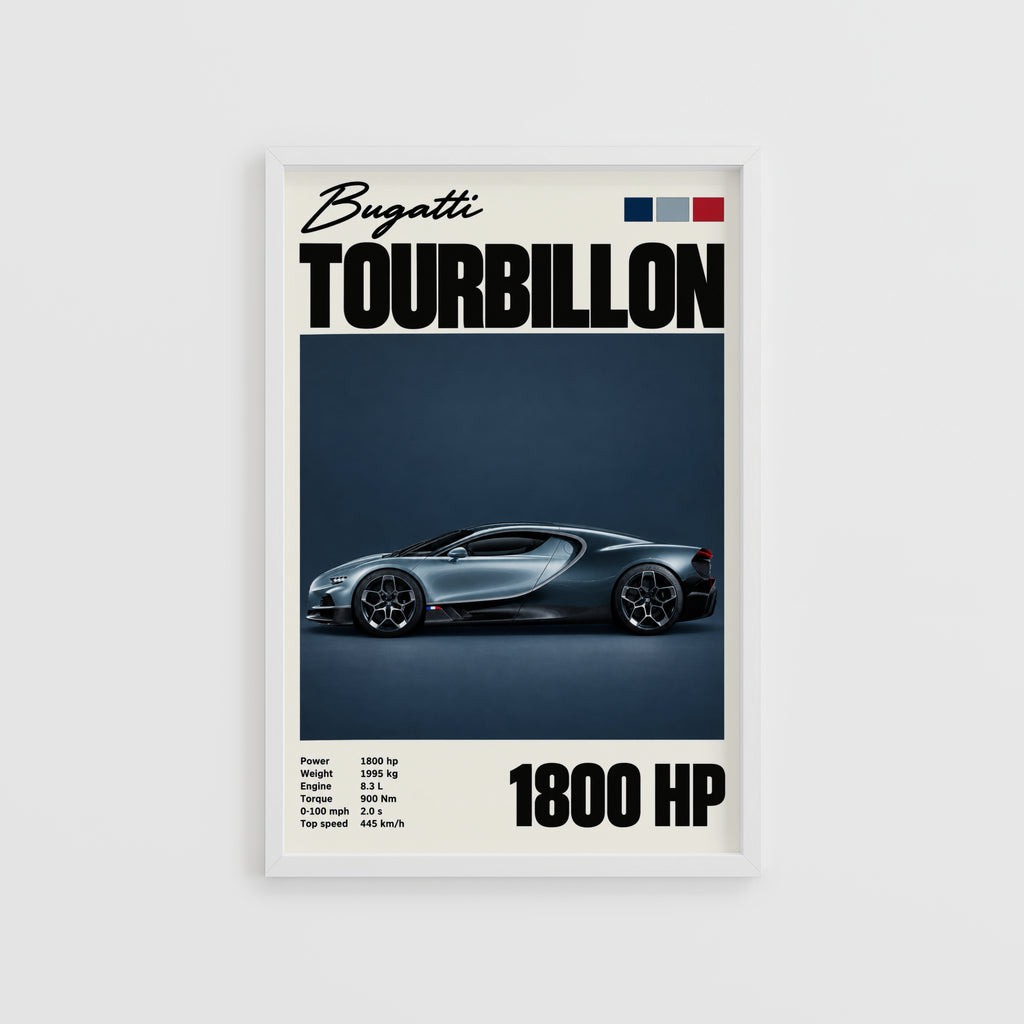 Vintage Bugatti Tourbillon Print, Supercar Wall Art