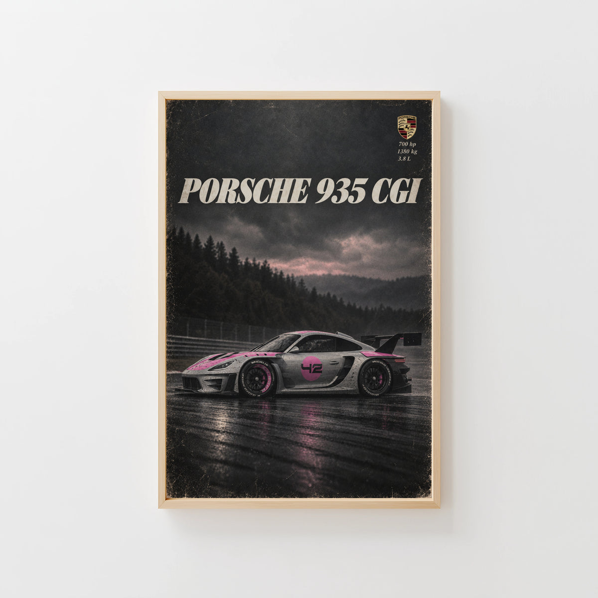 Vintage Porsche 935 Racing Car Print, Wall Art