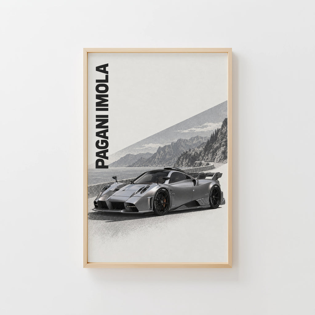 Vintage Pagani Imola Print, Supercar Wall Art
