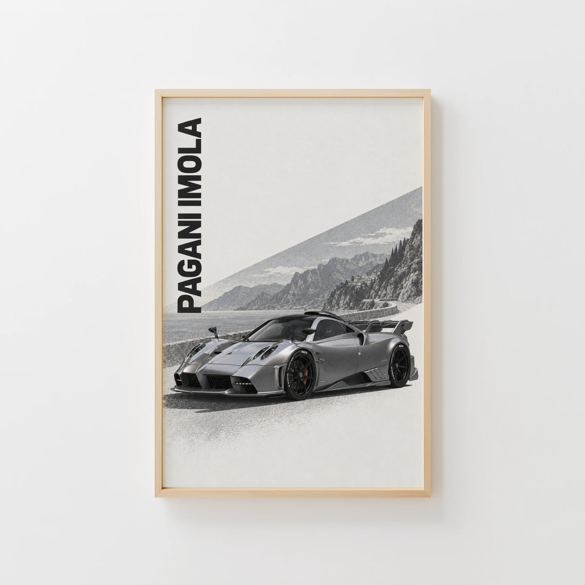 Vintage Pagani Imola Print, Supercar Wall Art