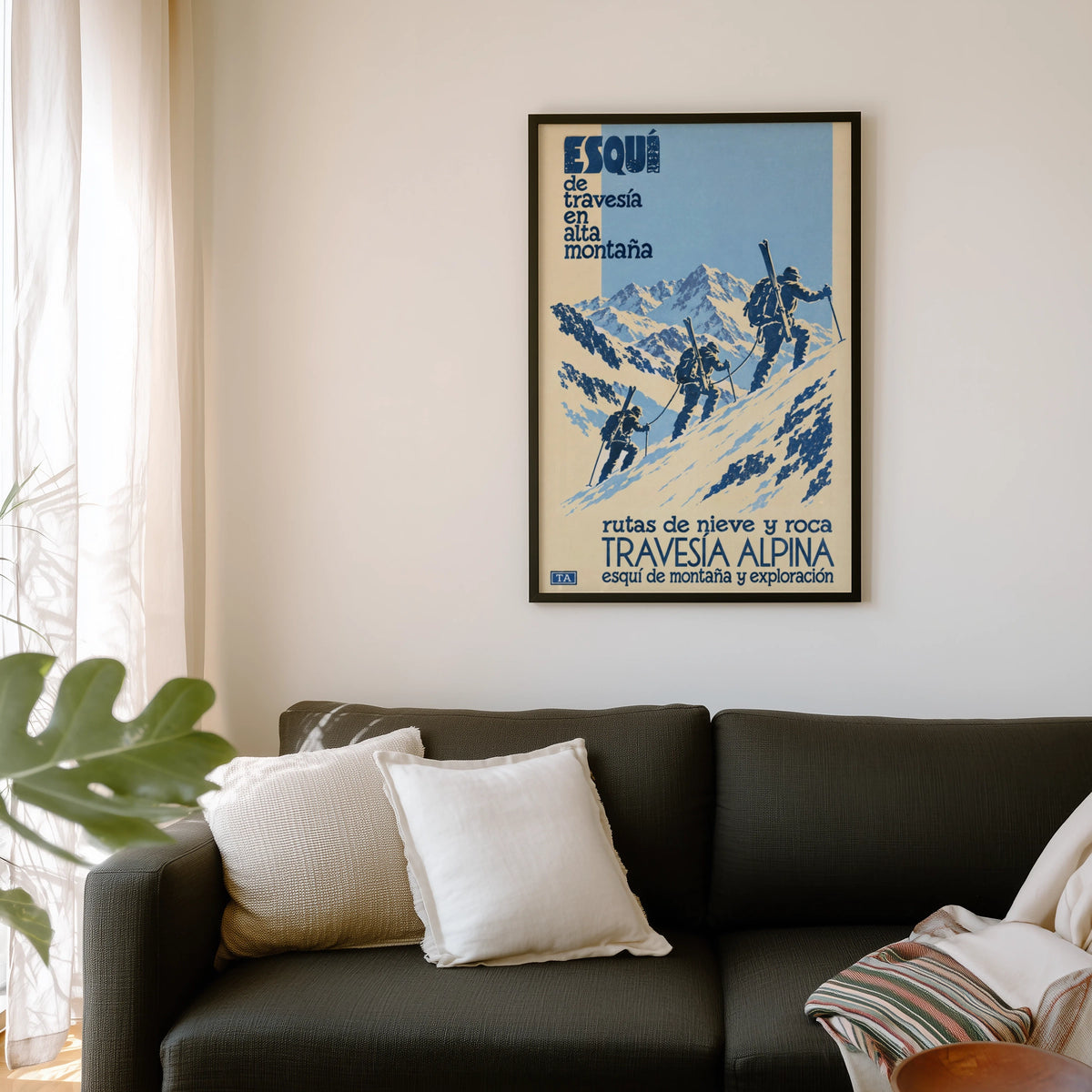 Vintage Ski Touring Alpine Print, Mountain Climbing Poster