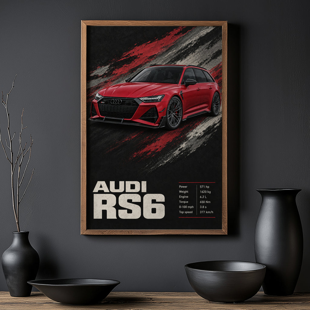 Vintage Audi RS6 Print, Car Wall Art