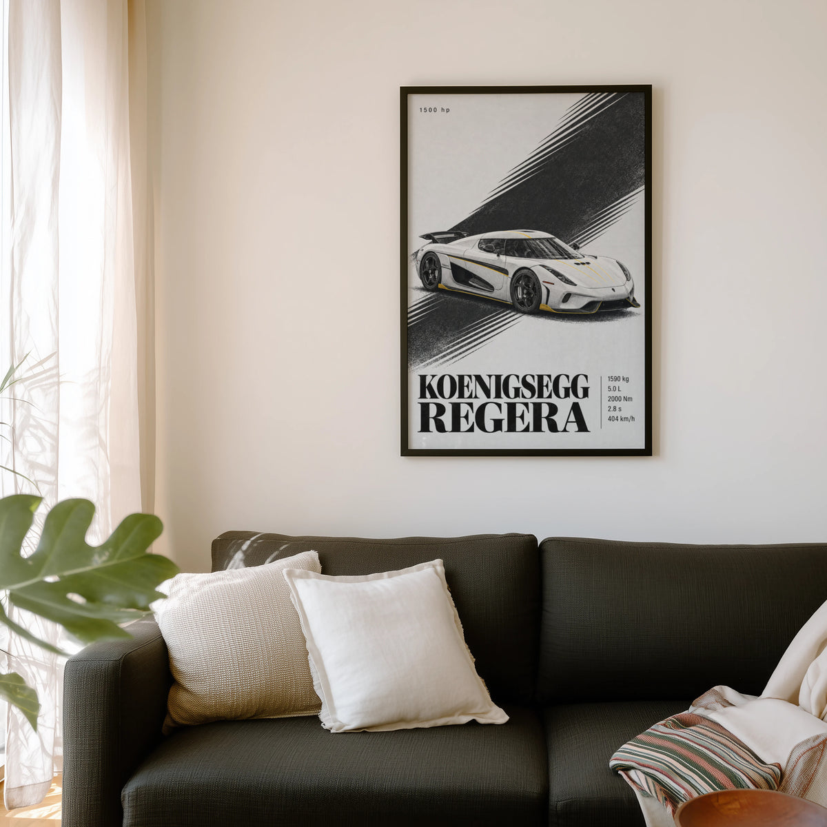 Vintage Koenigsegg Regera Print, Hypercar Wall Art