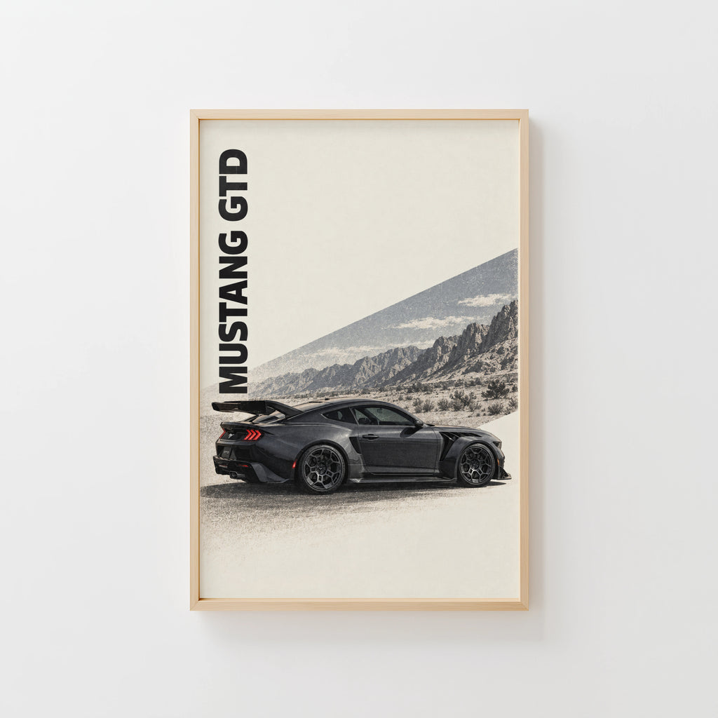 Vintage Mustang GTD Car Print, Garage Wall Art