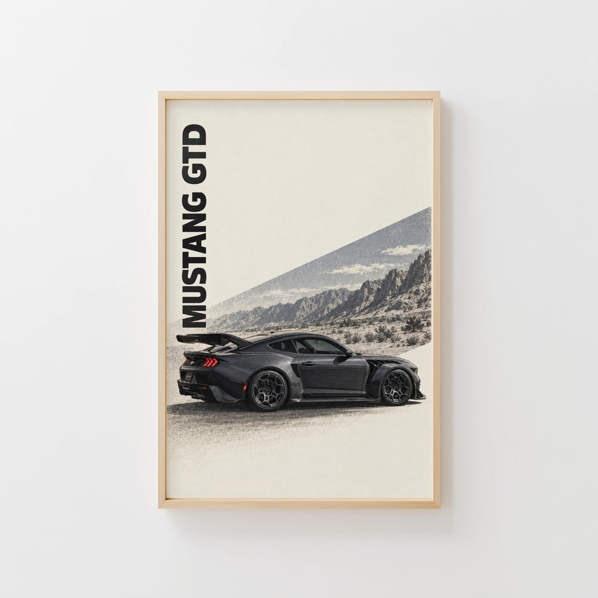 Vintage Mustang GTD Car Print, Garage Wall Art