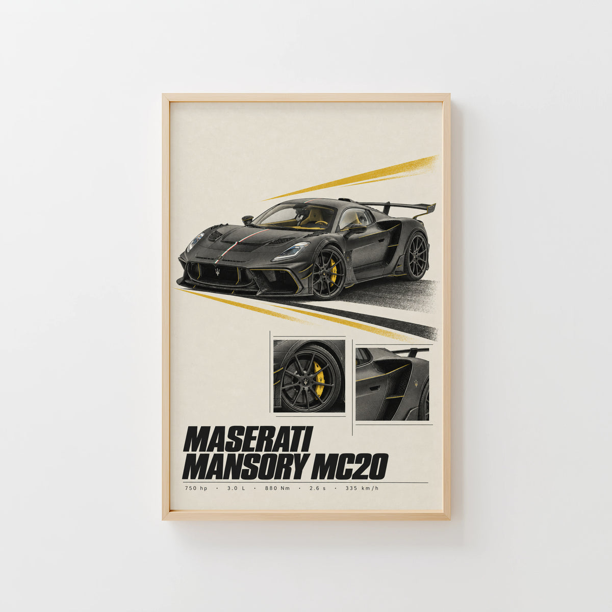 Vintage Print, Maserati Mansory MC20 Car Art