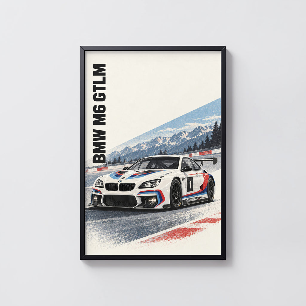 Vintage BMW M6 GTLM Print, Racing Wall Art
