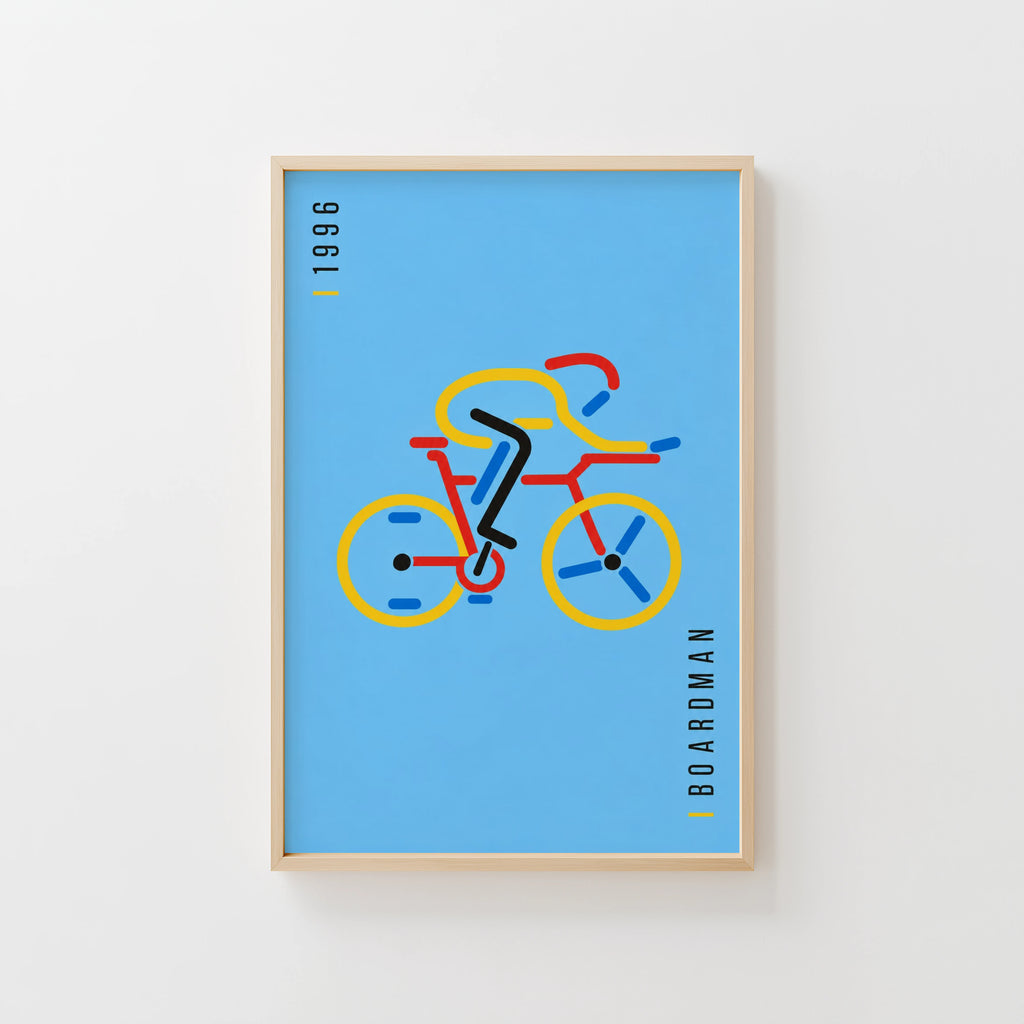 Vintage Cyclist Poster, Retro Bike Wall Art, 1996 Print