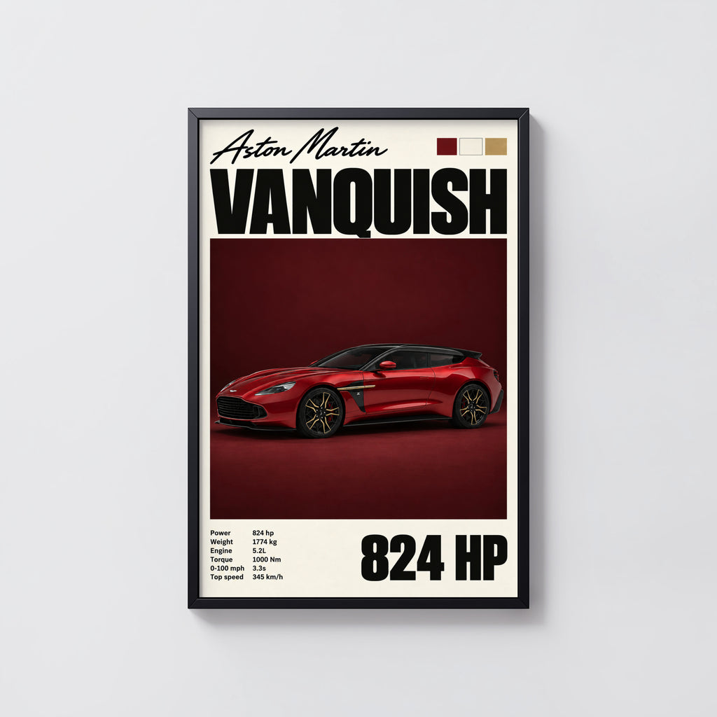 Vintage Aston Martin Vanquish Print, Car Wall Art
