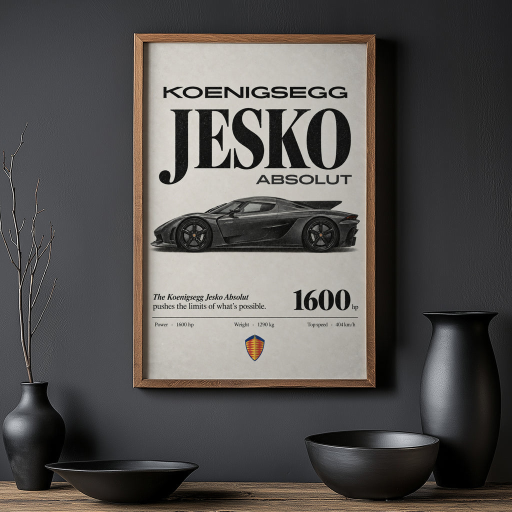 Vintage Koenigsegg Jesko Absolut Print, Car Poster