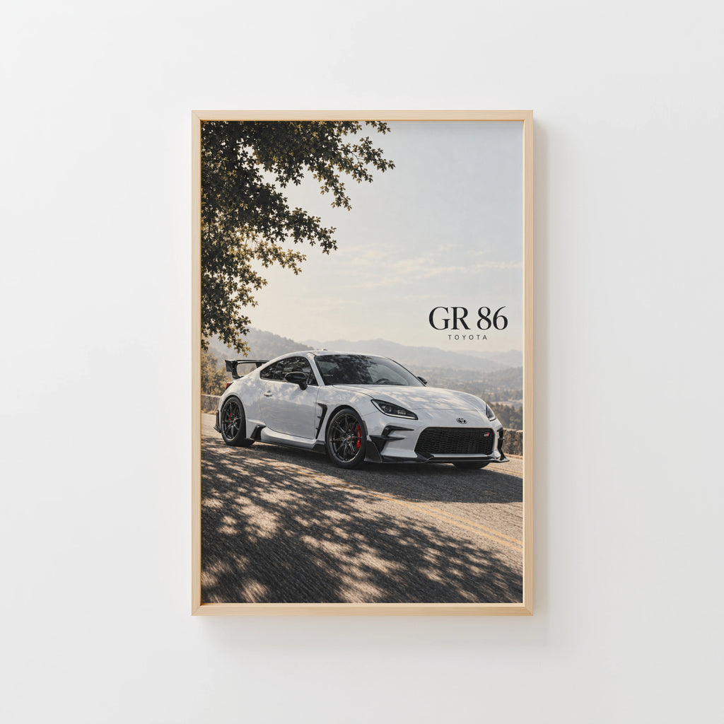 Vintage Toyota GR 86 Car Print, JDM Sports Car Poster