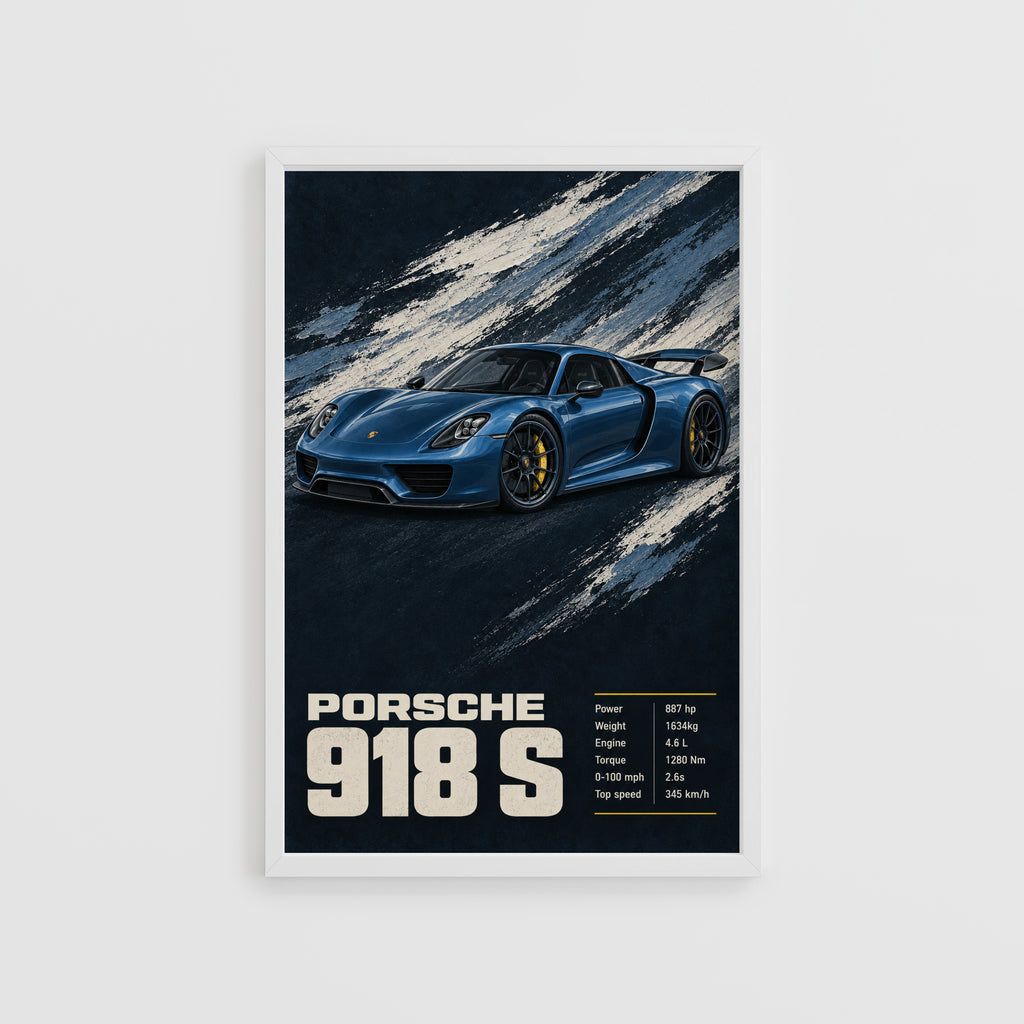 Vintage Porsche 918 S Print, Car Poster, Wall Art