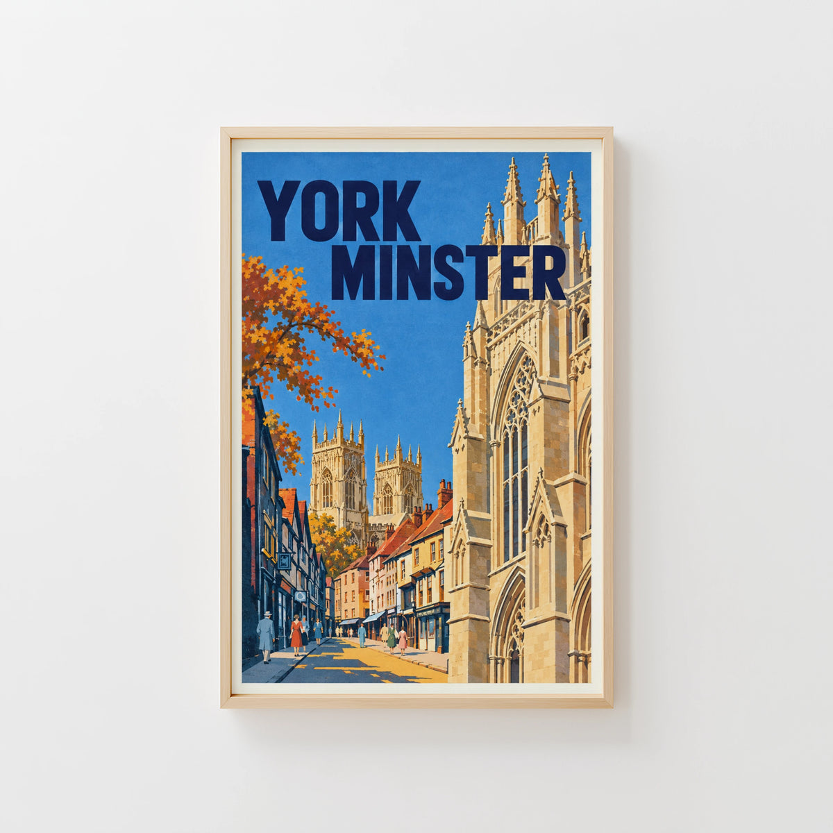 Vintage York Minster Poster, England Travel Wall Art, Print