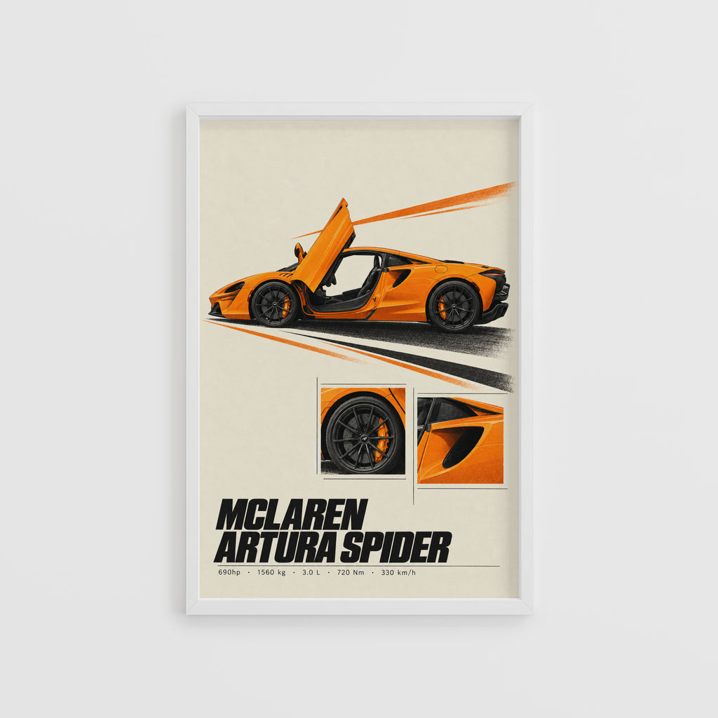 Vintage McLaren Artura Spider Print, Car Wall Art