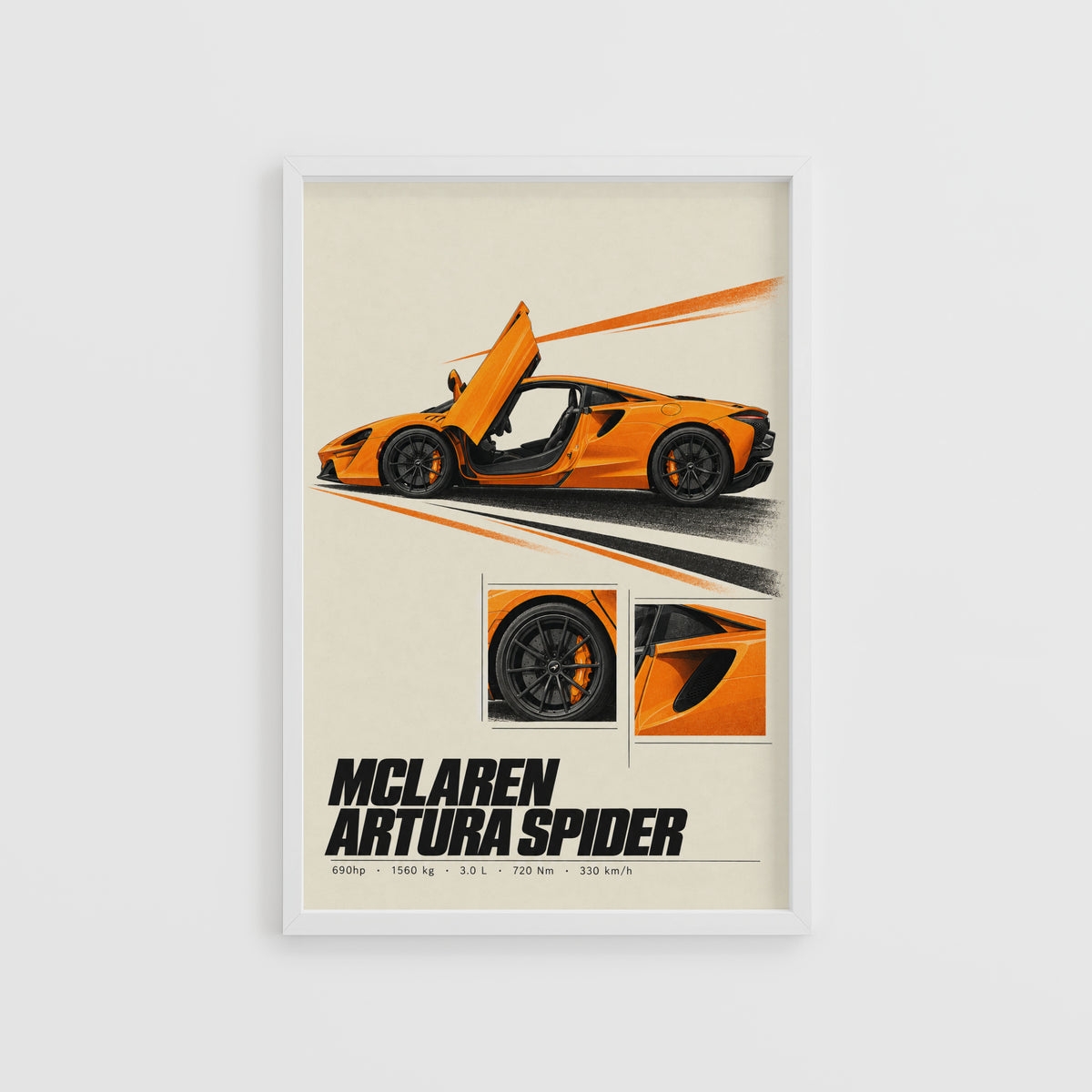 Vintage McLaren Artura Spider Print, Car Wall Art