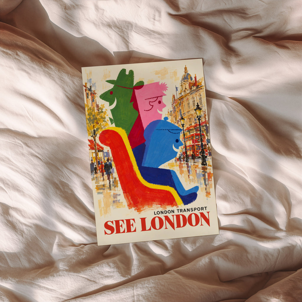 Vintage London Poster, See London Print, Retro Wall Art