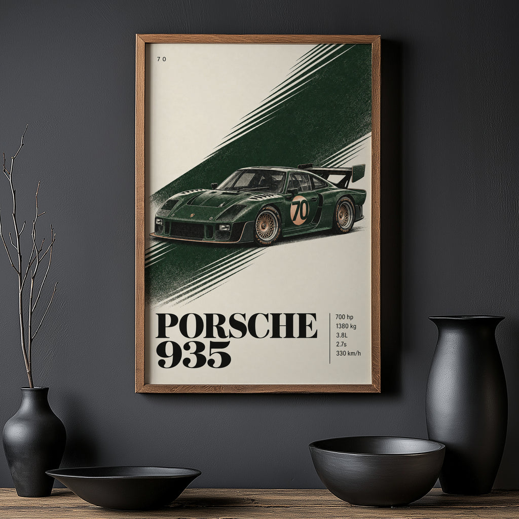 Vintage Porsche 935 Print, Racing Car Wall Art