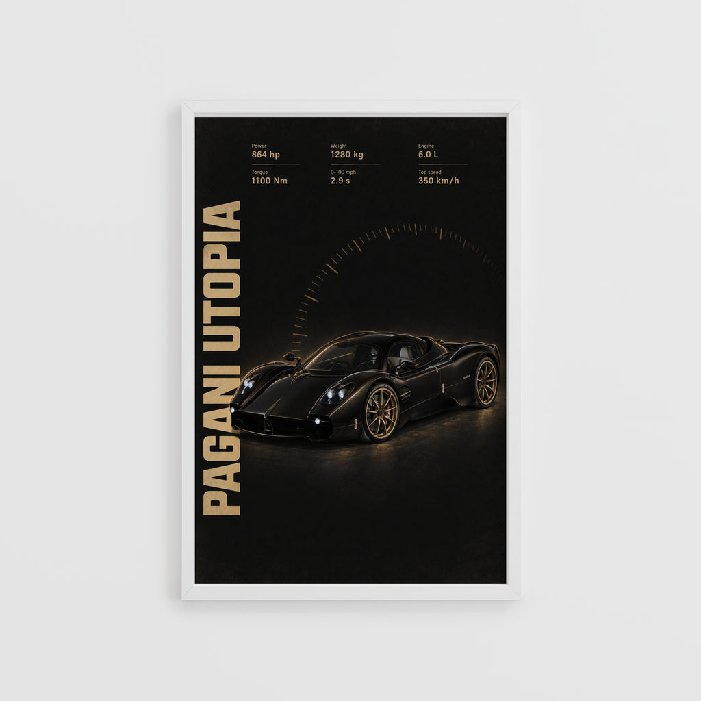 Vintage Pagani Utopia Print, Supercar Wall Art