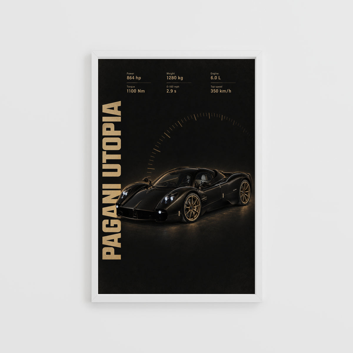 Vintage Pagani Utopia Print, Supercar Wall Art