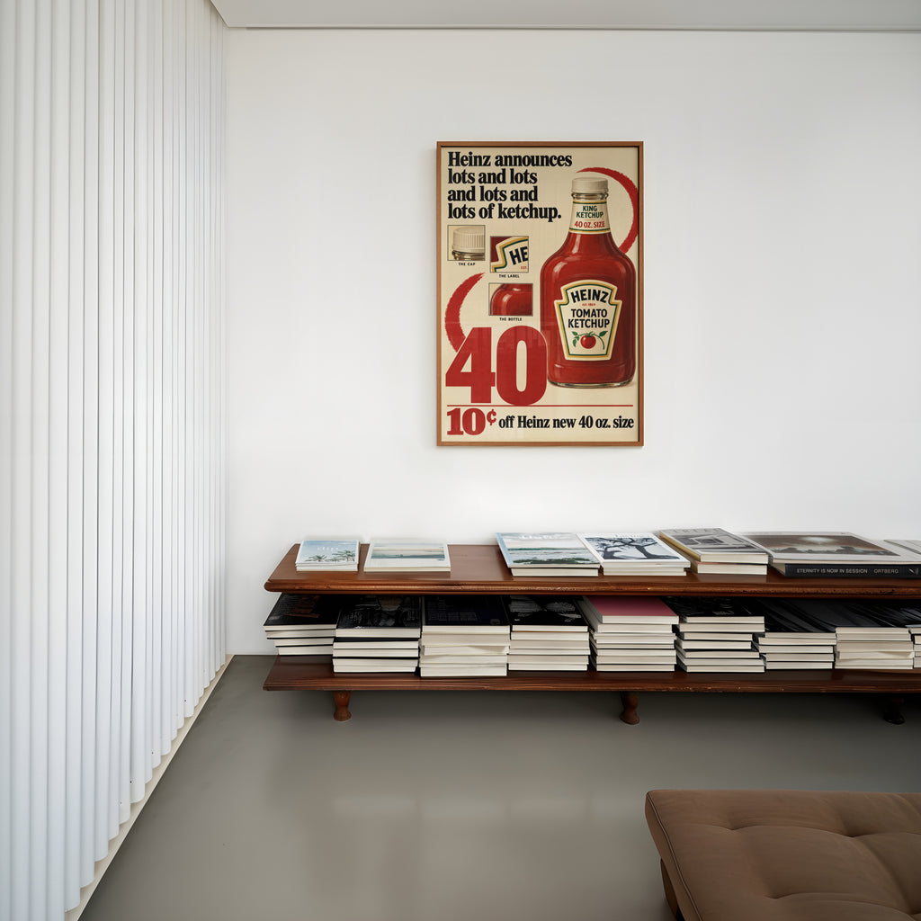 Vintage Ketchup Bottle Poster, Retro Kitchen Wall Art, Print