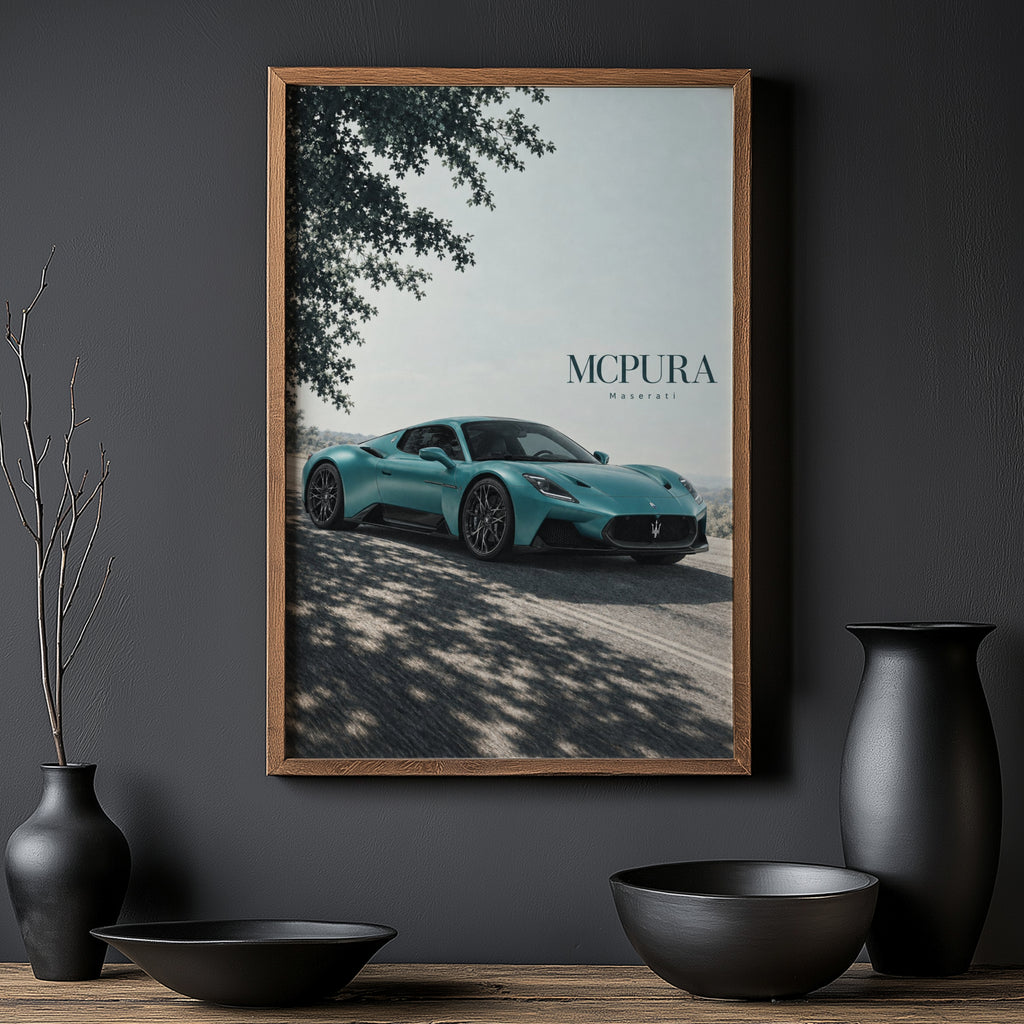 Vintage Maserati MC20 Supercar Print, Car Wall Art
