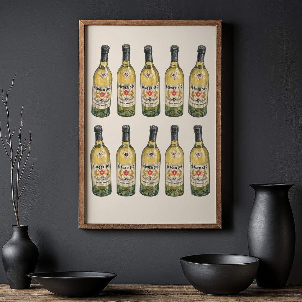 Vintage Berger Sec Print Poster, Aperitif Bottles