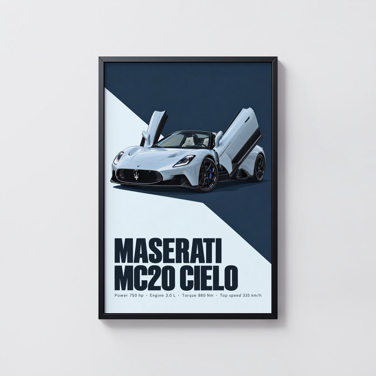 Vintage Maserati MC20 Cielo Print, Car Wall Art