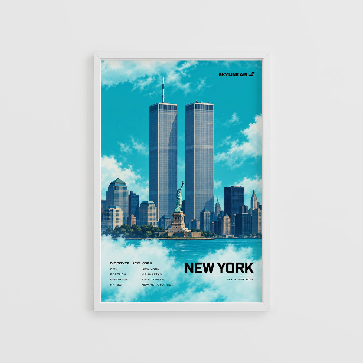 Vintage New York Poster, Twin Towers Wall Art Print