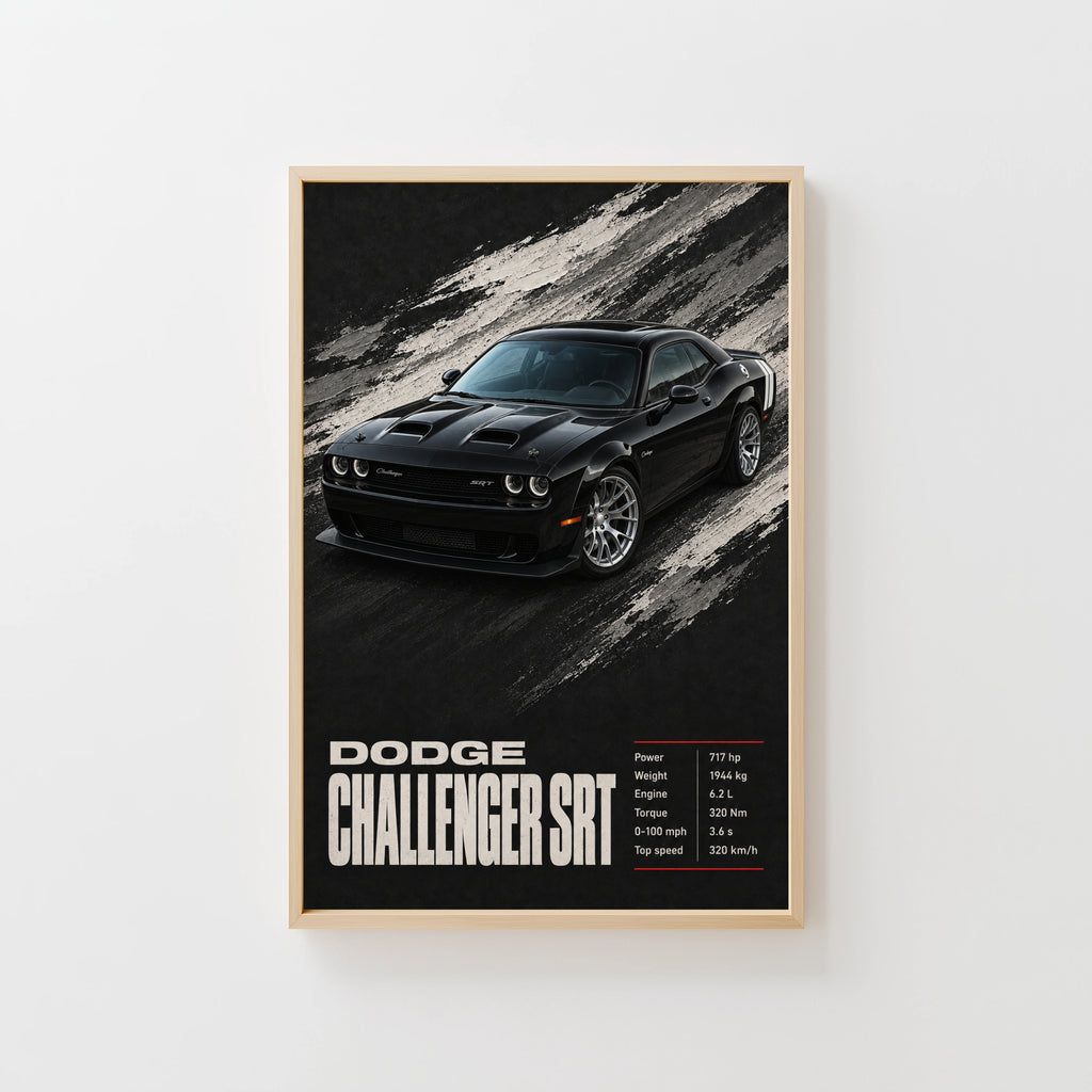 Vintage Dodge Challenger SRT Print, Muscle Car Art