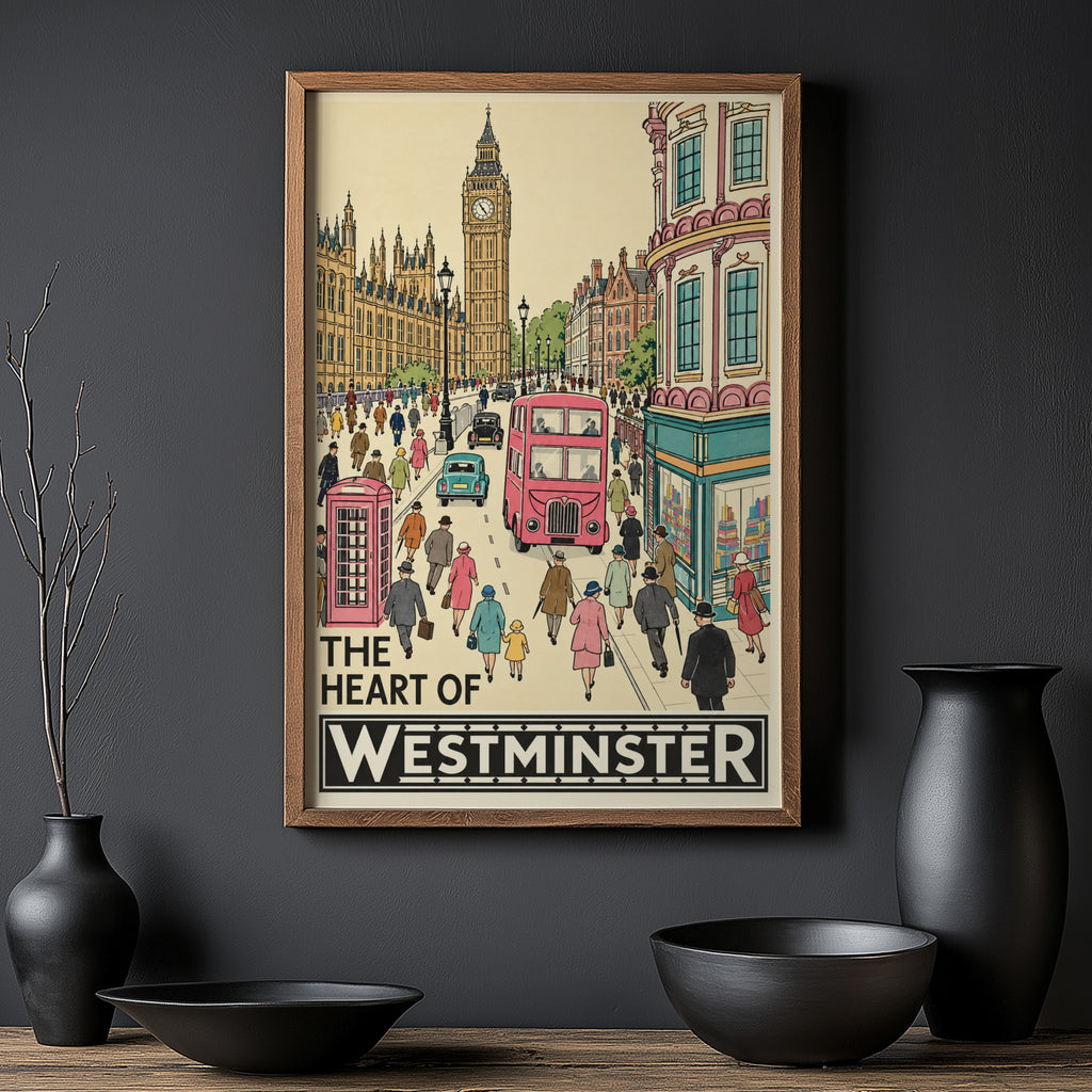 Vintage Westminster London Poster, Big Ben Wall Art, Print