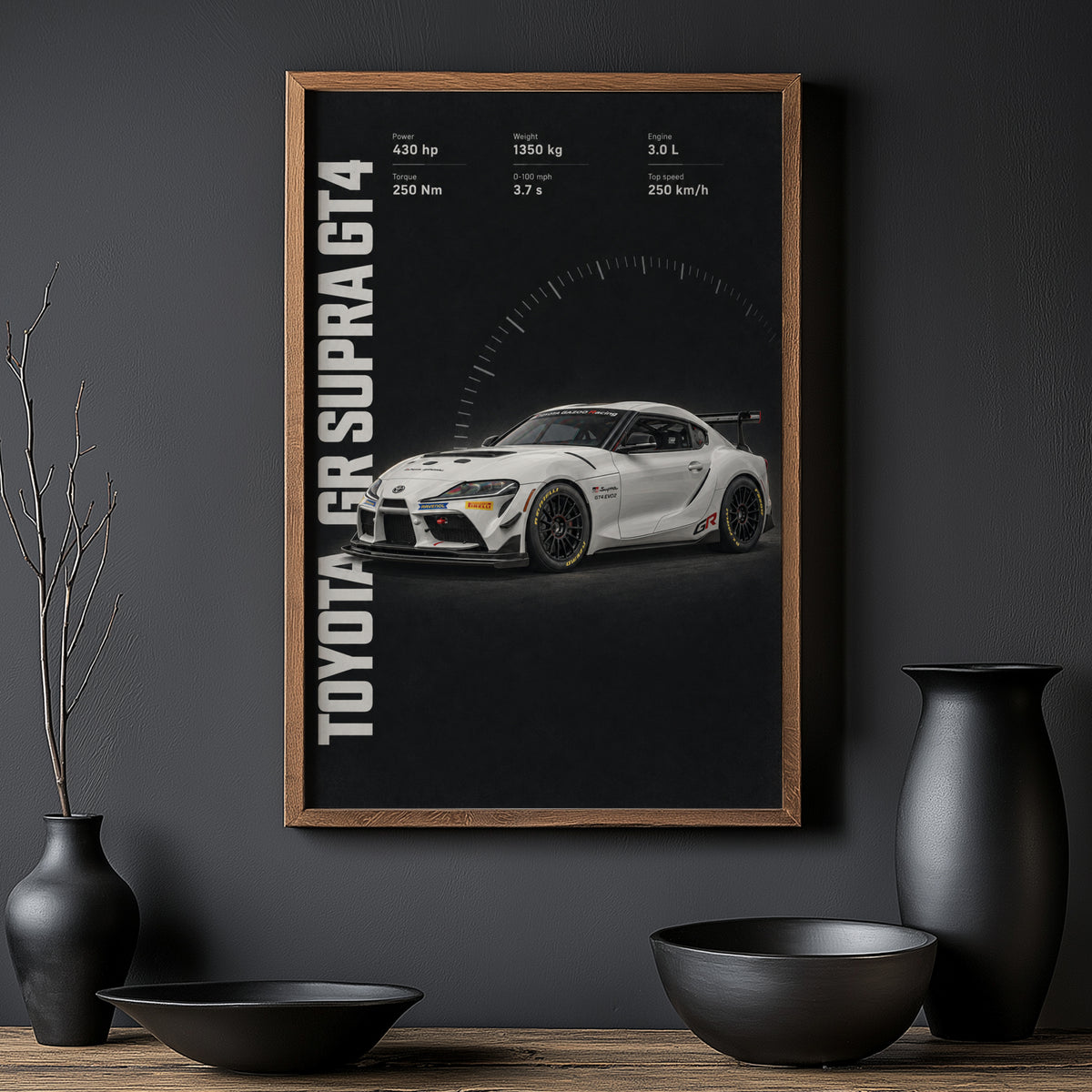Vintage Toyota Supra GT4 Print, Racing Car Art