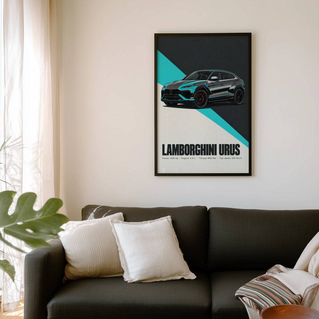 Vintage Lamborghini Urus SUV Print, Car Wall Art
