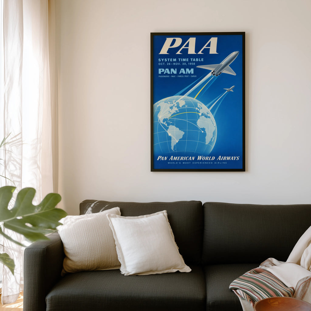 Vintage Pan Am Poster, Airline Wall Art, Aviation Print