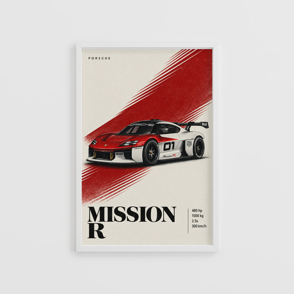 Vintage Porsche Mission R Print, Car Wall Art