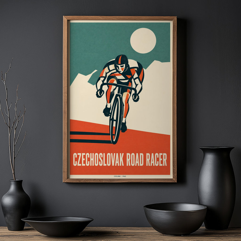 Vintage Cycling Poster, Road Racer Print, Wall Art