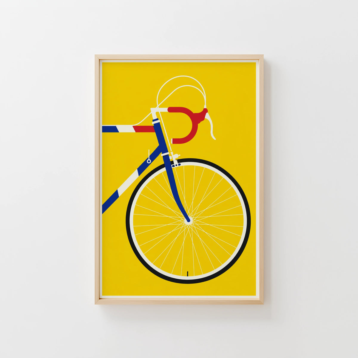 Vintage Cycling Poster, Yellow Bicycle Wall Art Print