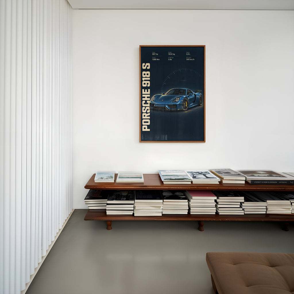 Vintage Porsche 918 S Car Print, Supercar Poster