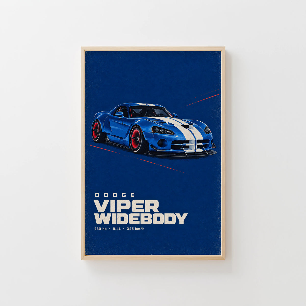 Vintage Dodge Viper Widebody Print, Car Wall Art